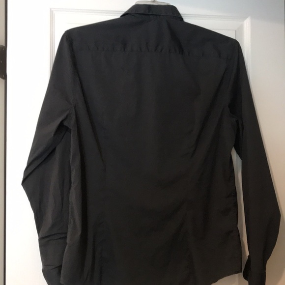 H&M Premium Cotton Shirt Slim Fit Dark Gray Button Down Sz L 16 1/2 - Picture 5 of 7